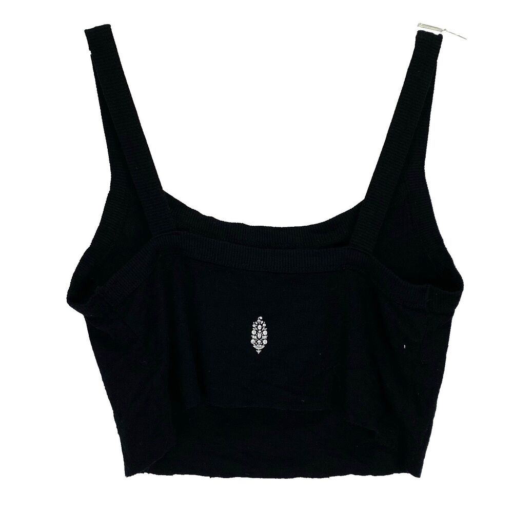 Free People Black Ribbed Crop Tank - Picture 2 of 8